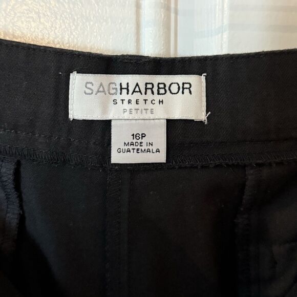 SAG HARBOR STRETCH Dress Career Pants Black Stretch woman's 16P Short - Picture 10 of 16